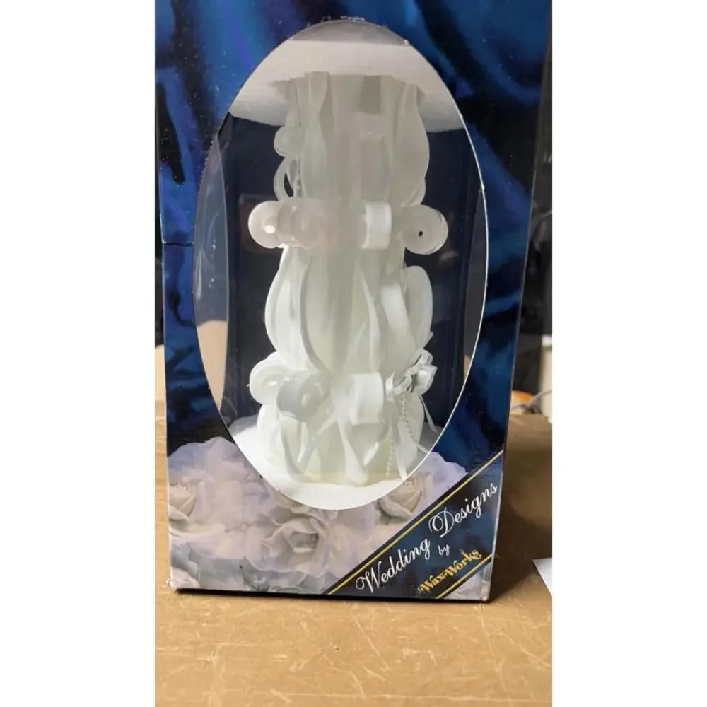 WaxWorks Wedding Designs Sculpted Candle White Floral Made in USA‎